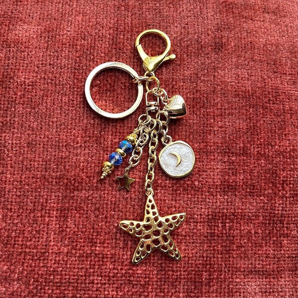 New STARFISH Bag Charm Dangle Bead Gold Tone ⭐⭐
